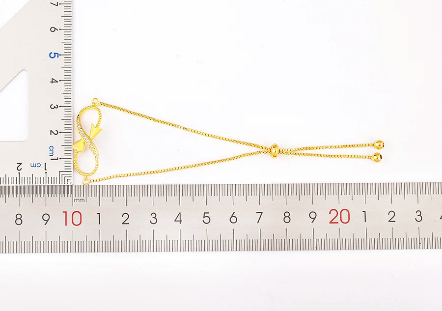 Nidin Charm Zircon Geometric Shape Bracelet Adjustable 15 Styles Gold Color Link Chain Jewelry Women's Personality Party Gift