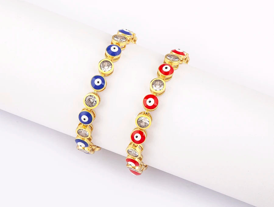 Nidin Luxury Men 4 Colors Evil Eye Beads Chain Bracelets Bangles Adjustable Party Wedding Elegant  Jewelry Gift For Female Male