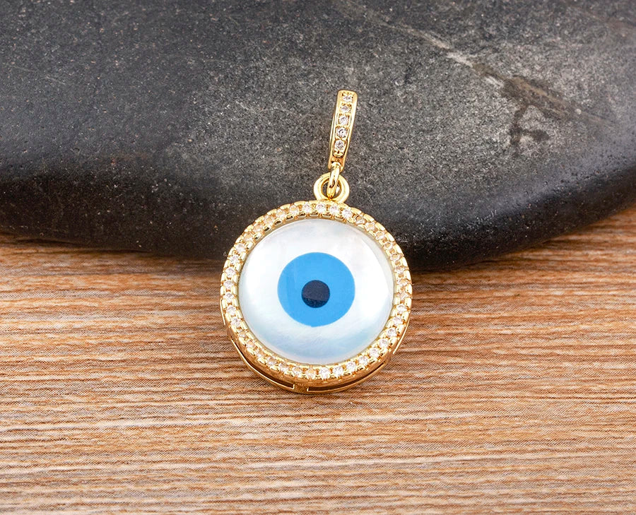 Nidin New Arrival Gold Plated Evil Eye Pendant Necklace For Women Zircon Jewelry Clavicle Chain Choker Party Wedding Gift