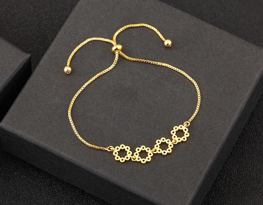 Nidin Charm Zircon Geometric Shape Bracelet Adjustable 15 Styles Gold Color Link Chain Jewelry Women's Personality Party Gift