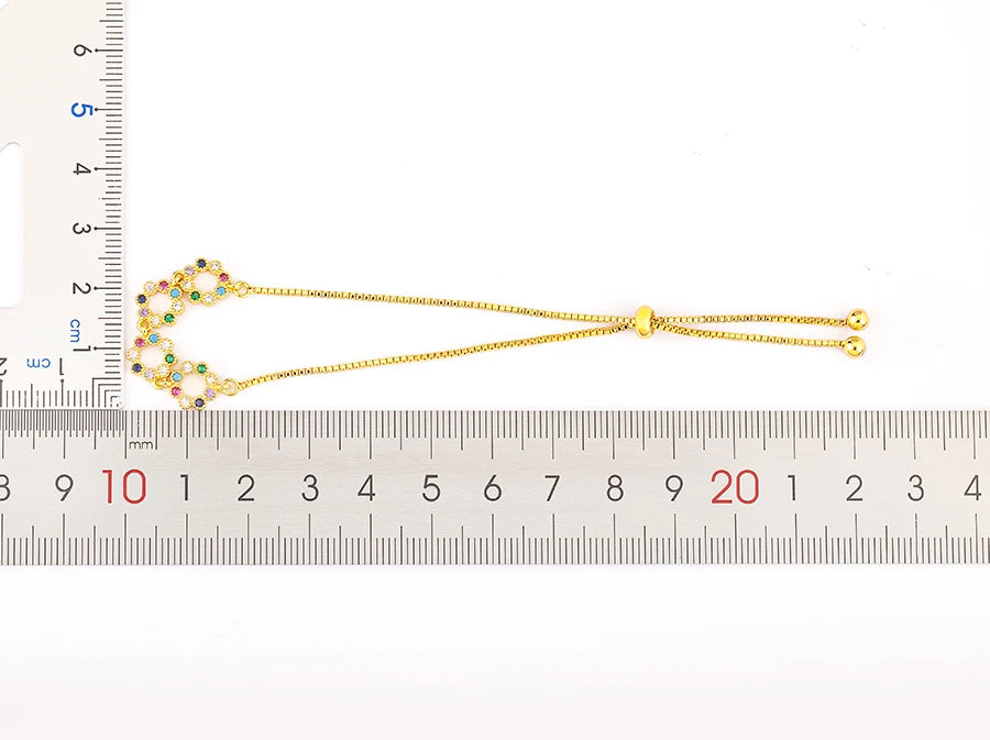Nidin Charm Zircon Geometric Shape Bracelet Adjustable 15 Styles Gold Color Link Chain Jewelry Women's Personality Party Gift