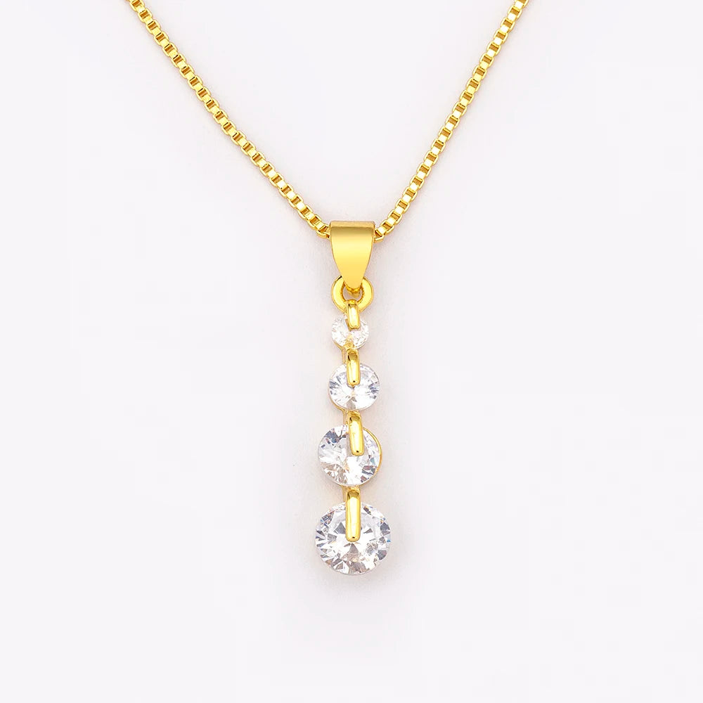 Nidin New Creative Design Round Zircon Fashion Bling Crystal Neck Accessories Jewelry Gold Plated Fine New Year Gift Wholesale